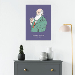 Plakat Charles Darwin - znani naukowcy - ilustracja