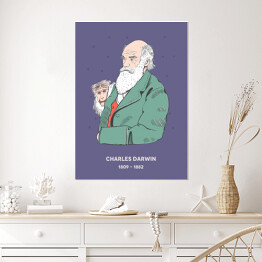 Plakat samoprzylepny Charles Darwin - znani naukowcy - ilustracja