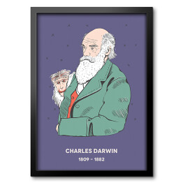 Obraz w ramie Charles Darwin - znani naukowcy - ilustracja