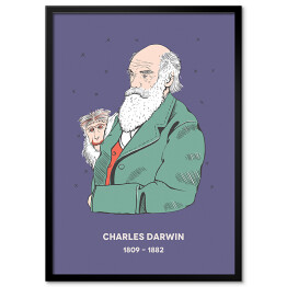 Plakat w ramie Charles Darwin - znani naukowcy - ilustracja