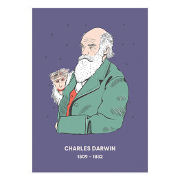 Plakat samoprzylepny Charles Darwin - znani naukowcy - ilustracja