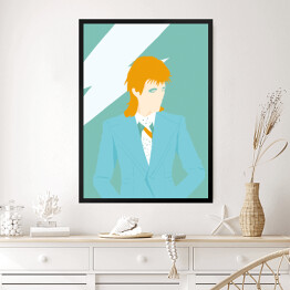 Obraz w ramie Ilustracja - mężczyzna na błękitnym tle - Bowie
