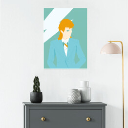 Plakat samoprzylepny Ilustracja - mężczyzna na błękitnym tle - Bowie