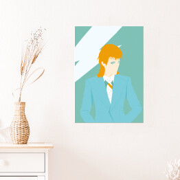 Plakat Ilustracja - mężczyzna na błękitnym tle - Bowie