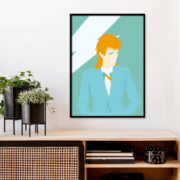 Plakat w ramie Ilustracja - mężczyzna na błękitnym tle - Bowie