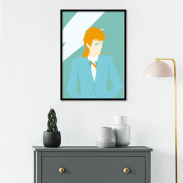 Plakat w ramie Ilustracja - mężczyzna na błękitnym tle - Bowie