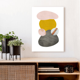 Obraz na płótnie Złoto szara abstrakcja z różowymi elementami