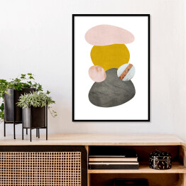 Plakat w ramie Złoto szara abstrakcja z różowymi elementami