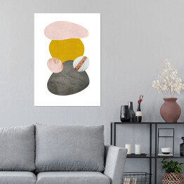 Plakat Złoto szara abstrakcja z różowymi elementami