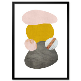 Obraz klasyczny Złoto szara abstrakcja z różowymi elementami