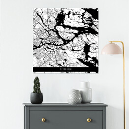 Plakat samoprzylepny Mapa miast świata - Sztokholm - biała