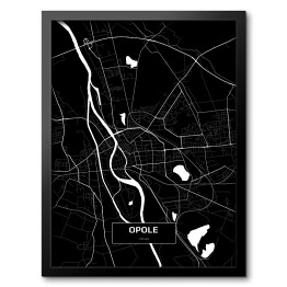 Obraz w ramie Mapa Opola czarno-biała