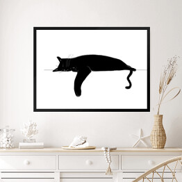 Obraz w ramie Śpiący czarny kotek