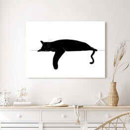 Obraz na płótnie Śpiący czarny kotek