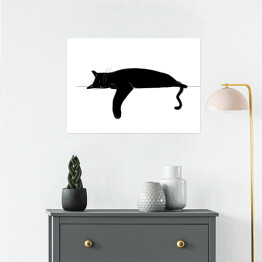 Plakat samoprzylepny Śpiący czarny kotek