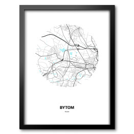 Obraz w ramie Mapa Bytomia w kole