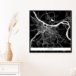 Plakat w ramie Mapy miast świata - Belgrad - czarna
