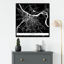 Plakat w ramie Mapy miast świata - Belgrad - czarna