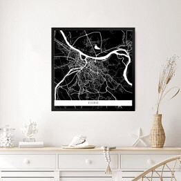Obraz w ramie Mapy miast świata - Belgrad - czarna