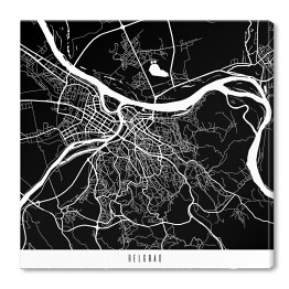 Obraz na płótnie Mapy miast świata - Belgrad - czarna