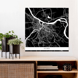 Plakat samoprzylepny Mapy miast świata - Belgrad - czarna