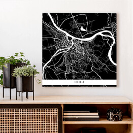 Obraz na płótnie Mapy miast świata - Belgrad - czarna