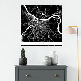 Plakat samoprzylepny Mapy miast świata - Belgrad - czarna
