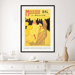 Plakat w ramie Henri de Toulouse Lautrec "Moulin Rouge La Goulue" - reprodukcja z napisem. Plakat z passe partout