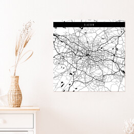 Plakat samoprzylepny Mapy miast świata - Glasgow - biała