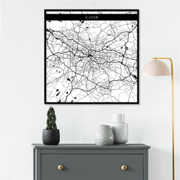 Plakat w ramie Mapy miast świata - Glasgow - biała