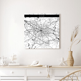 Obraz na płótnie Mapy miast świata - Glasgow - biała