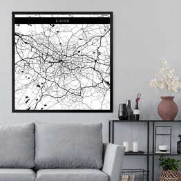 Obraz w ramie Mapy miast świata - Glasgow - biała
