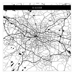 Plakat samoprzylepny Mapy miast świata - Glasgow - biała