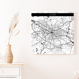 Obraz na płótnie Mapy miast świata - Glasgow - biała