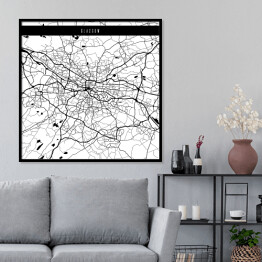 Plakat w ramie Mapy miast świata - Glasgow - biała