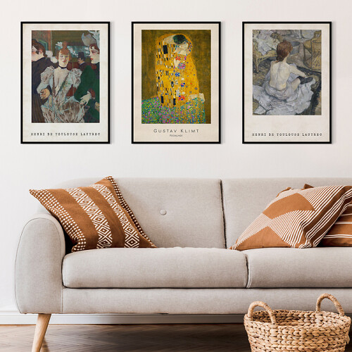 Galeria ścienna Gustav Klimt i Henri de Toulouse Lautrec - reprodukcje - zestaw 3 plakatów 