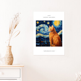 Plakat samoprzylepny Portret kota inspirowany sztuką - Vincent van Gogh