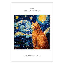 Plakat samoprzylepny Portret kota inspirowany sztuką - Vincent van Gogh