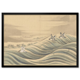 Plakat w ramie Hokusai Katsushika. Ptaki Chidori. Reprodukcja
