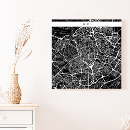 Obraz na płótnie Mapy miast świata - Madryt - czarna