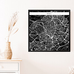 Obraz w ramie Mapy miast świata - Madryt - czarna