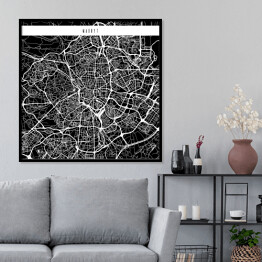 Plakat w ramie Mapy miast świata - Madryt - czarna