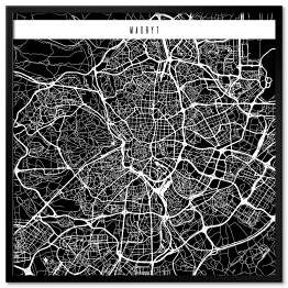 Plakat w ramie Mapy miast świata - Madryt - czarna
