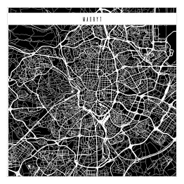 Plakat samoprzylepny Mapy miast świata - Madryt - czarna