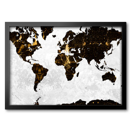 Obraz w ramie Stylowa mapa świata
