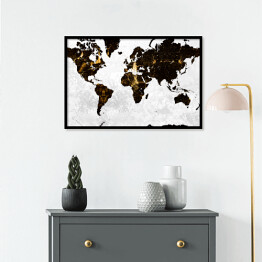 Plakat w ramie Stylowa mapa świata
