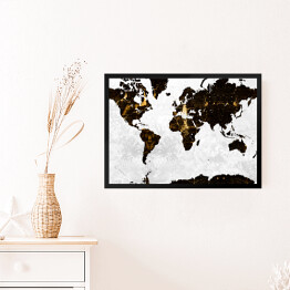 Obraz w ramie Stylowa mapa świata
