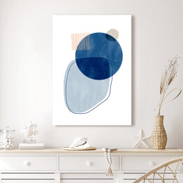 Obraz klasyczny Niebiesko beżowa abstrakcja z niebieskim kołem