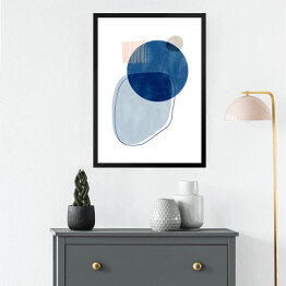 Obraz w ramie Niebiesko beżowa abstrakcja z niebieskim kołem