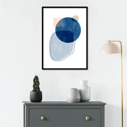Plakat w ramie Niebiesko beżowa abstrakcja z niebieskim kołem
